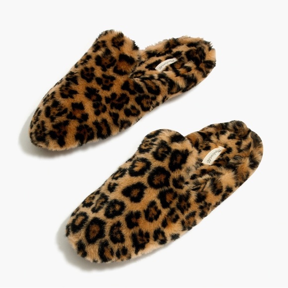 Madewell The Loafer Scuff Slipper in Leopard Faux-Fur size 7 NEW - Picture 2 of 9